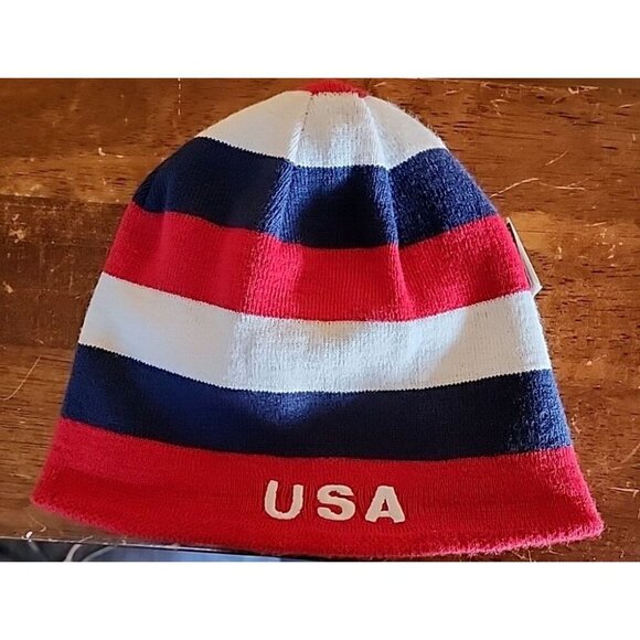 United States Soccer Beanie USA Knit Hat Cap Red White Blue GUC Reversible - Picture 6 of 11